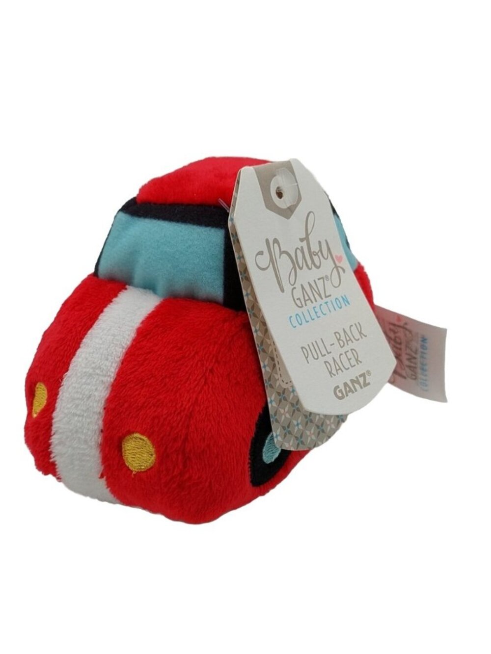 Baby Ganz Pull Back Racer Plush 2002 Red White 3x5